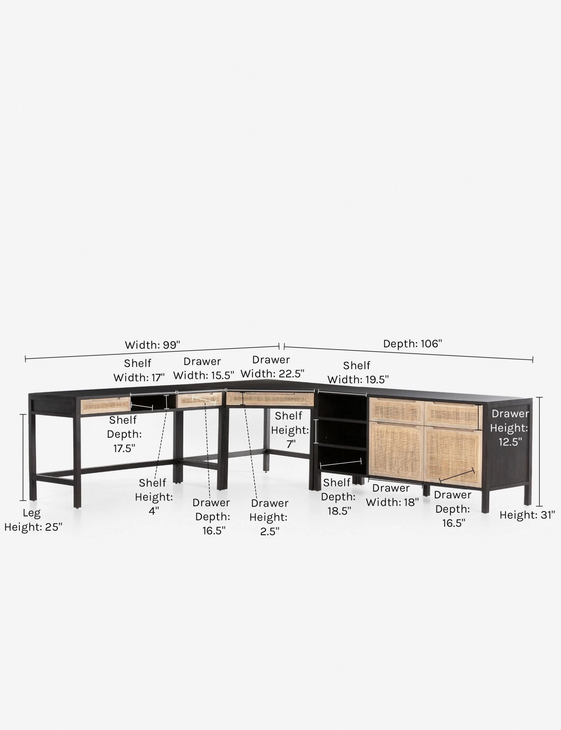 Margot Modular Desk With Filing Sideboard - Image 16